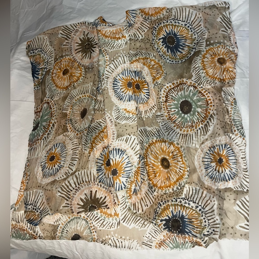 Floral Patterned Flowing Open Long Vest/Cover Up in Earth Tones